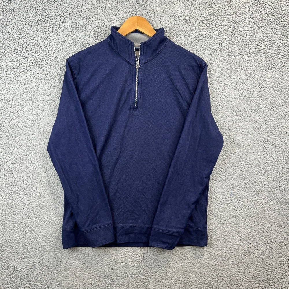 TWILLORY Mens 1/4 Zip Performance Fabric Tailored Fit Sweater Navy Blue Size M